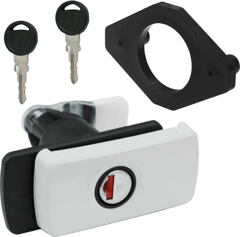 STS Drehspannschloss Klappenschloss Schloss Serviceklappe Slim Line Wohnwagen Wohnmobil weiß AT-12191