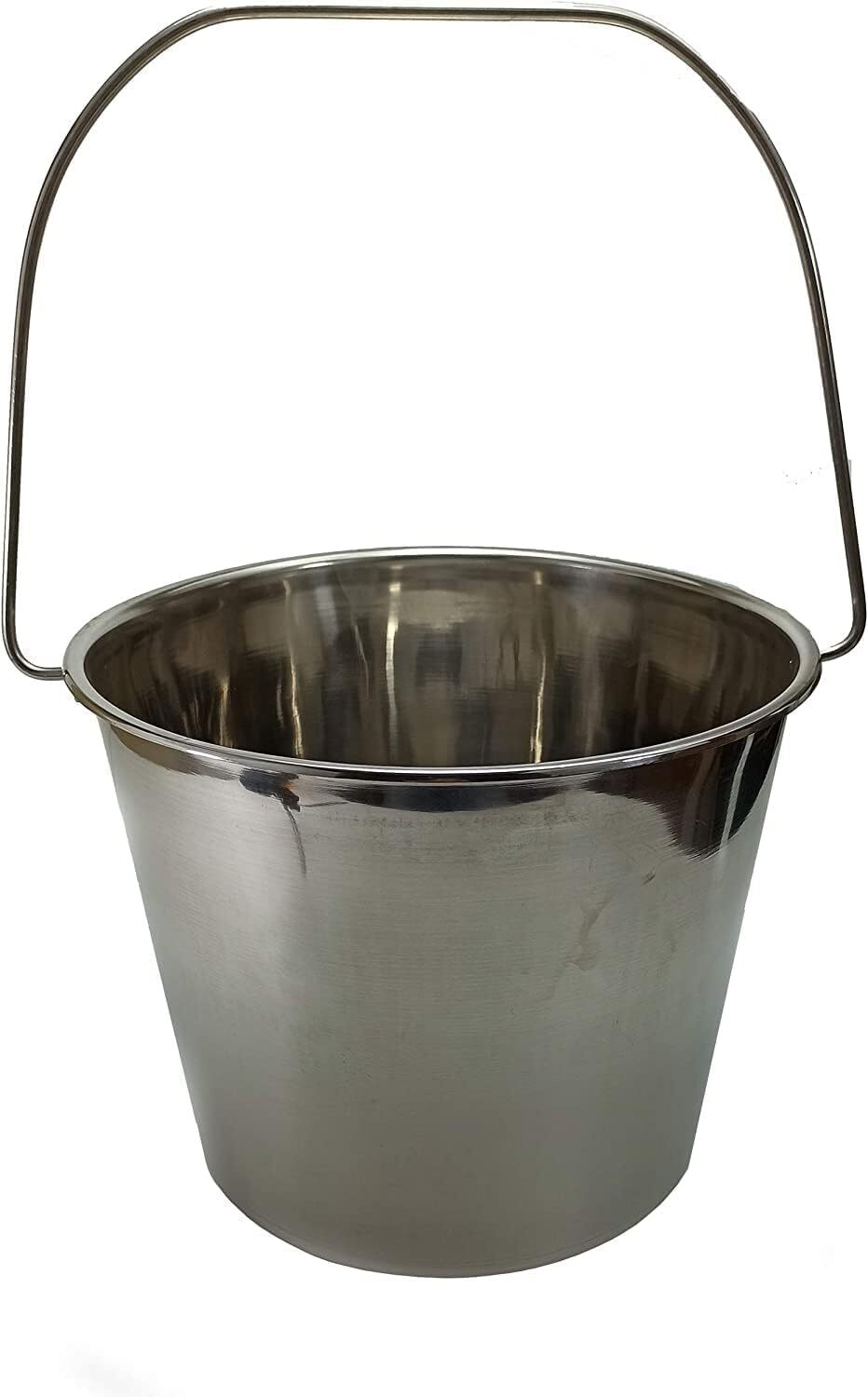 ALL4ALL Eimer - Zinkeimer - Edelstahleimer - Milcheimer - Zinkeimer mit Holzgriff- 16,10,12,5,7l Wassereimer - Futtereimer - Kückeneimer (Edelstahleimer-Milcheimer, 7l)