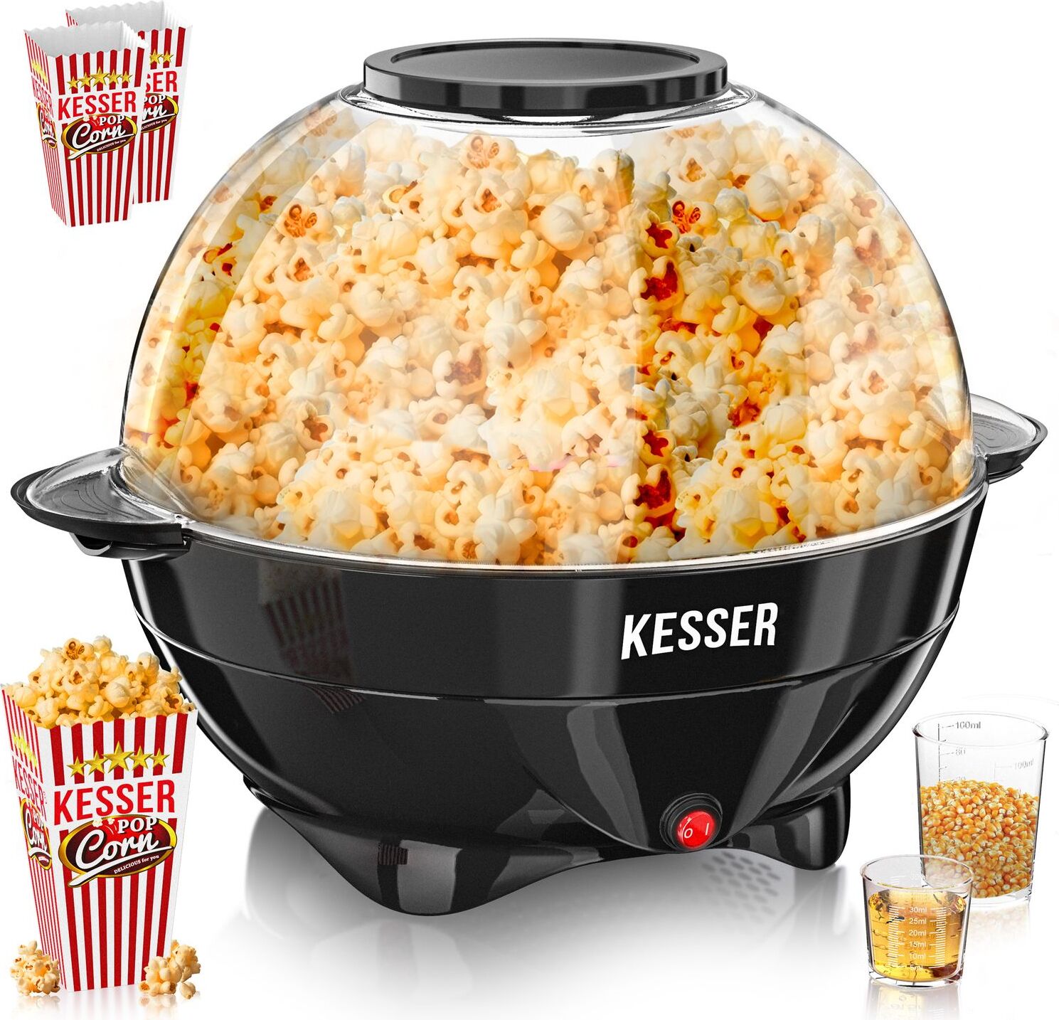 Produktbild von Heißluft-Popcornmaschine – Fettfrei, 1200W, Retro-Design In Rot, 25g Kapazität, UK-Stecker