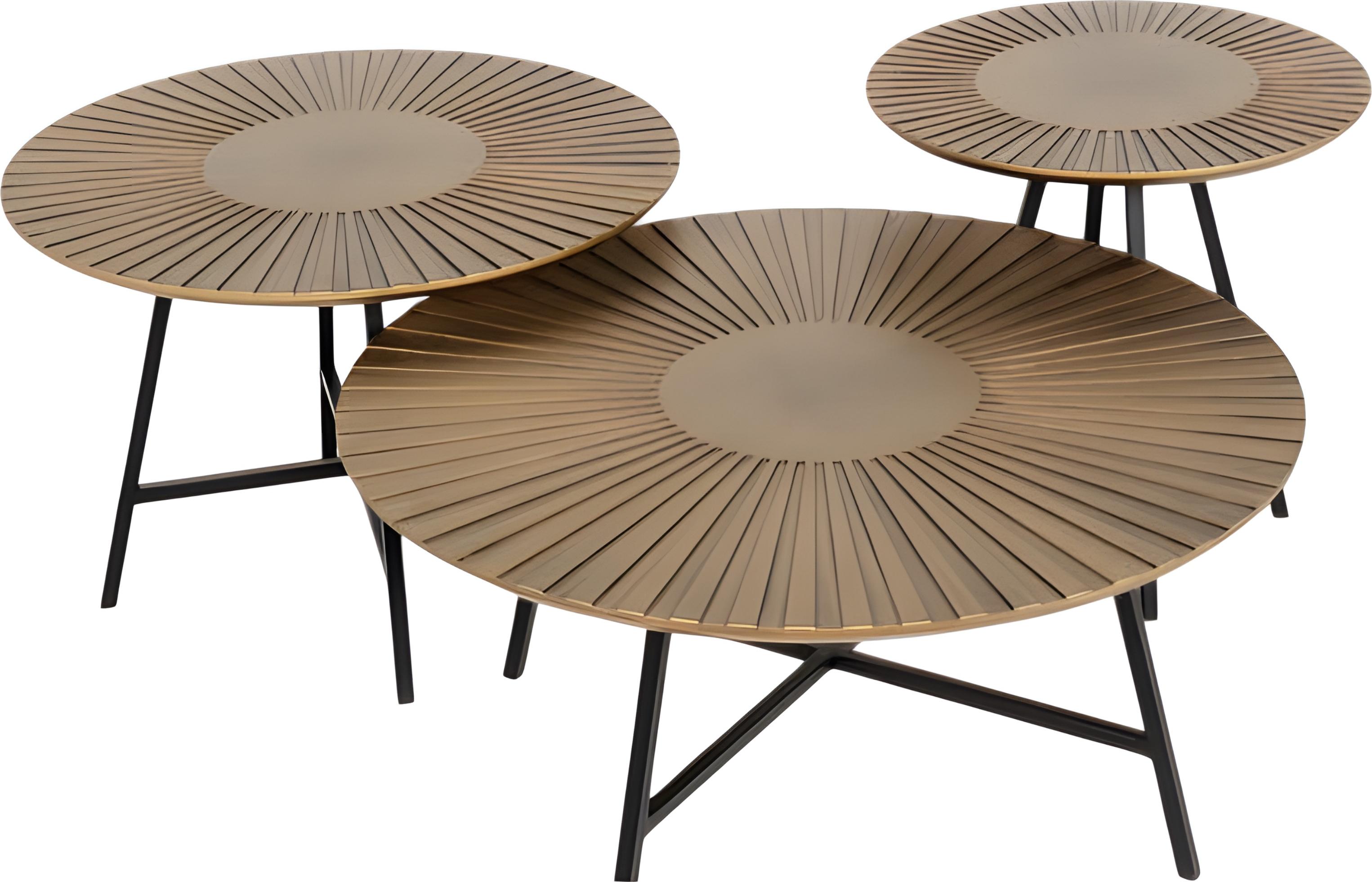 AEA Eleganter Brauner Holz-Couchtisch mit Beistelltischen im modernen Stil