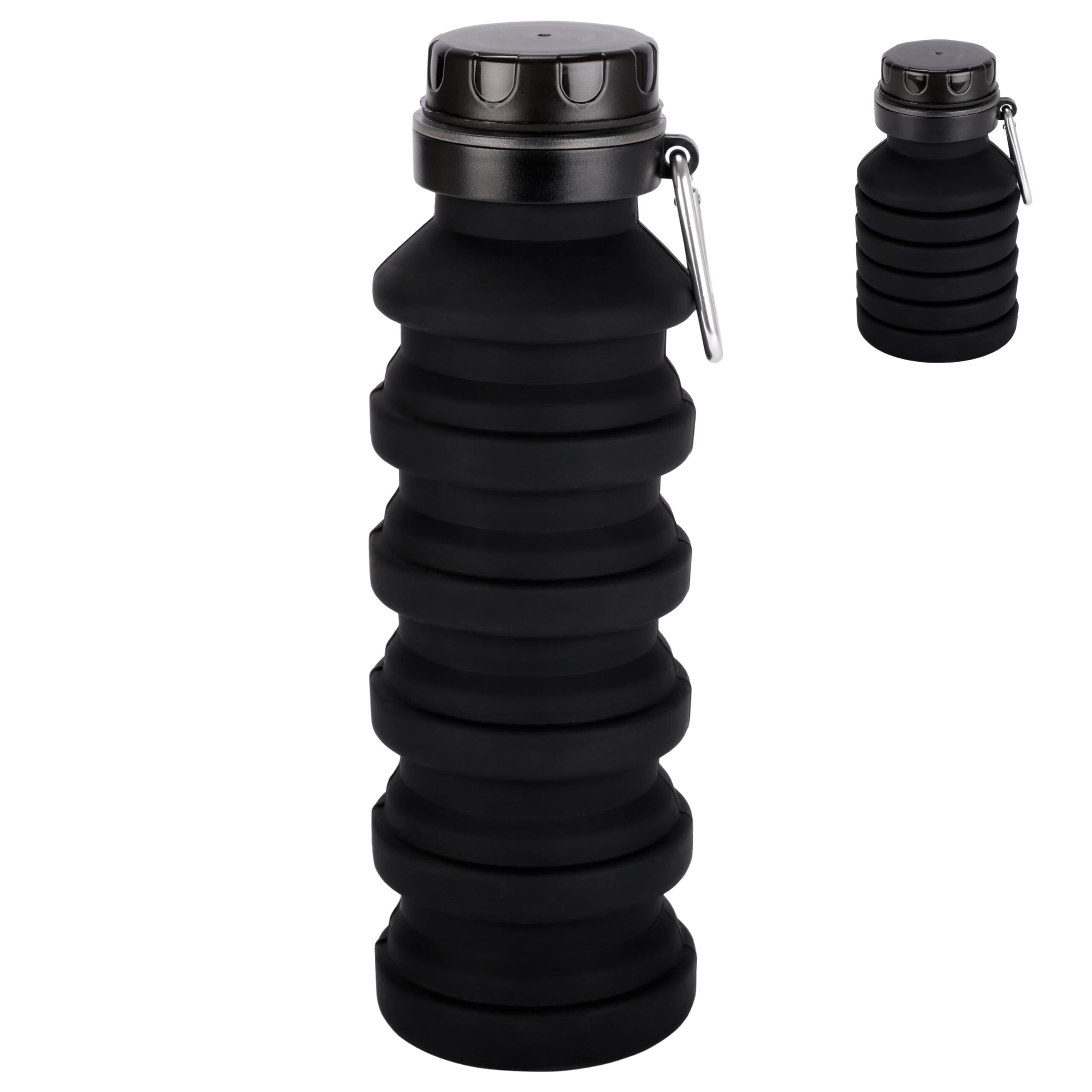 BELLE VOUS faltbarer Silikon Becher - 500ml BPA-freier & auslaufsicherer Faltbecher - wiederverwendbarer tragbarer Camping Outdoor Becher - leichter BVOUS-BSF