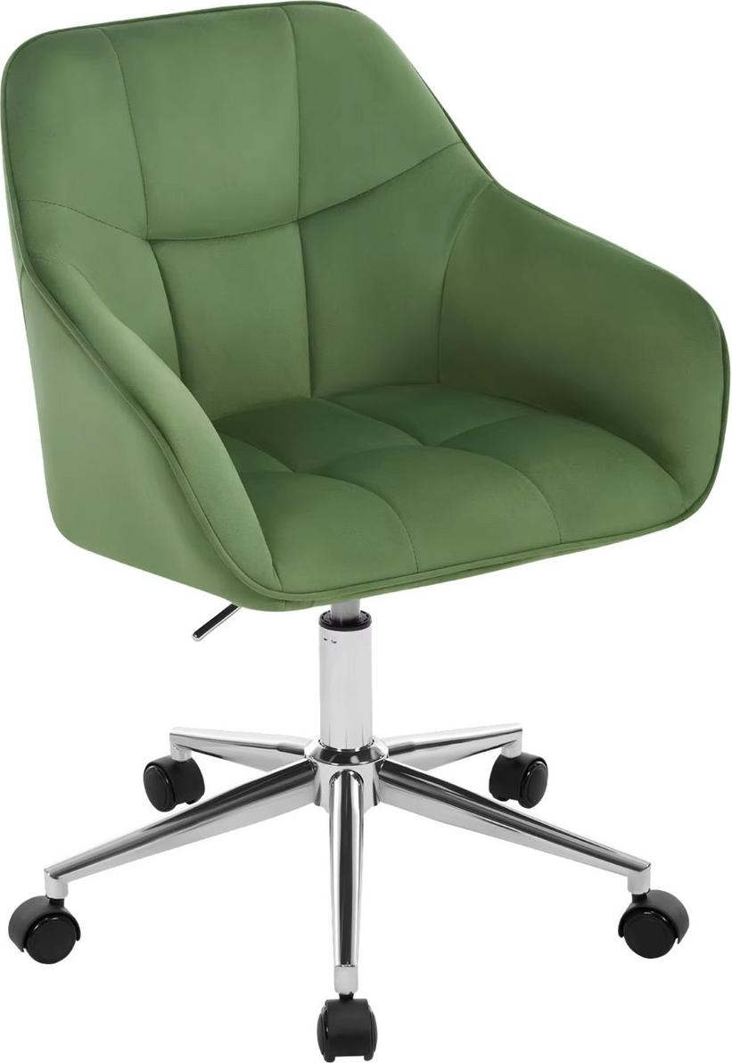 Sada 2 otočných zamatových kancelárskych stoličiek - Výškovo nastaviteľné - S podrúčkami - Zelené - Do obývačky, kancelárie alebo na toaletný stolík