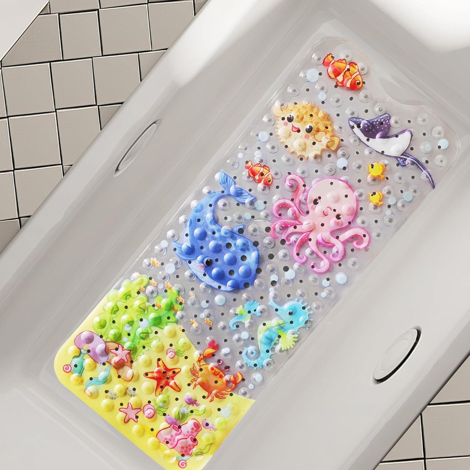 OEM Badewannenmatte für Kinder - Rutschfest mit Oktopus-Motiv - Für Badezimmer - 100 x 40 cm