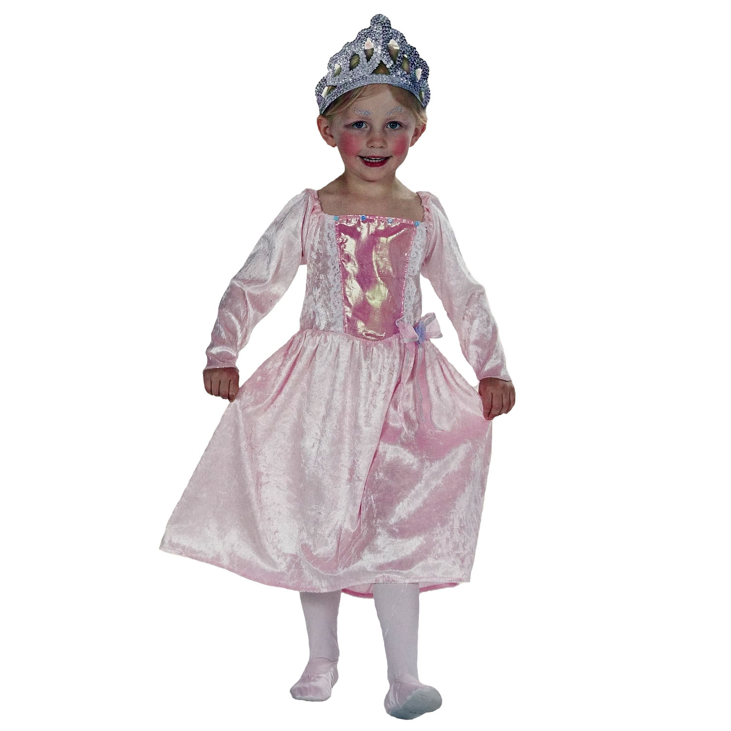 Rosa Prinzessin Mädchen Kleid  Kinder Kostüm Set mit Krone  Karneval Verkleidung 