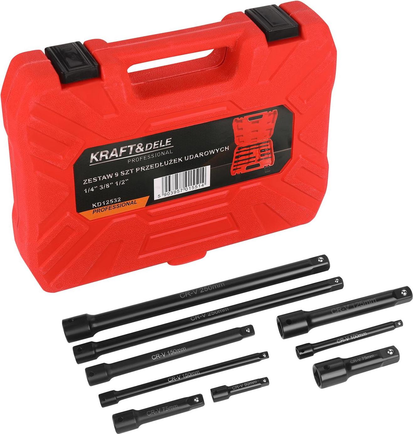 KRAFT&DELE Schlagschrauber-Verlängerungssatz 9-teilig 1/4" 3/8" 1/2" KD12532