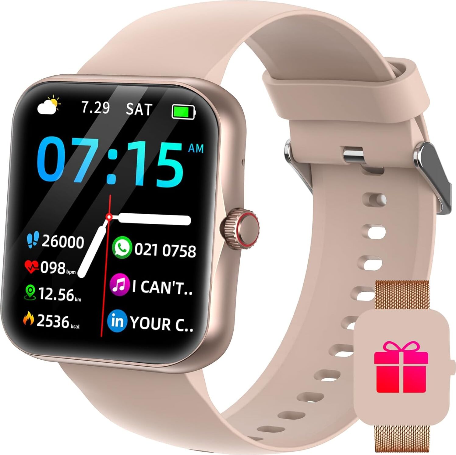 Smartwatch dámy muži s 1,83 palcovým dotykovým telefónom funkcia monitoru srdcového tepu monitor spánku kalórií vodotesné Vianoce Android IOS