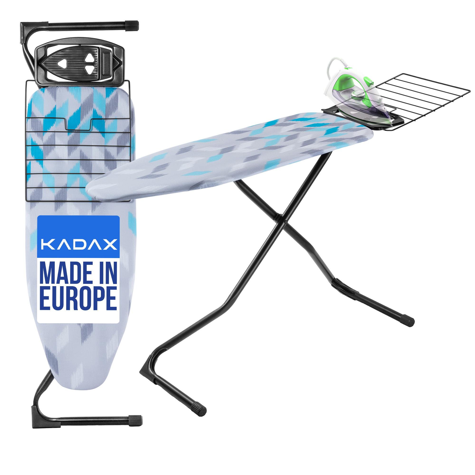 KADAX Bügeltisch mit ausziehbarer Ablage "Hem", Dampfbrett, 120 cm, Rechteckmuster K6571