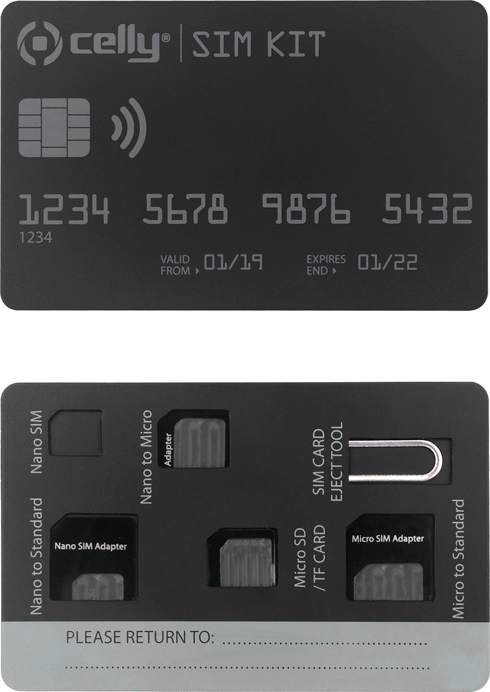 Celly-Universal Kit für SIM Card mit Clip SIMKITAD