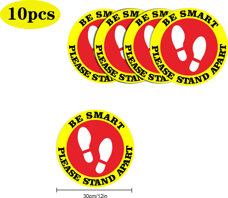 Alle Hersteller 5pcs/10pcs Social Distancing Floor Decals für Sicherheitshinweis Marker BE SMART PLEASE STAND APART 10pcs 609030413