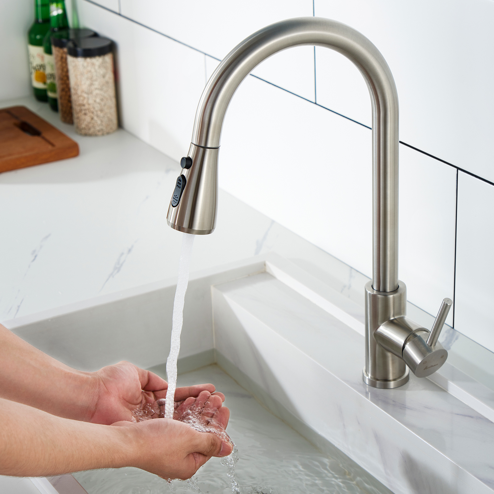 Wasserhahn Küche HOMELIVE 360°Schwenkbar Küchenarmatur 3 Strahlarten Geschirrbrause Mischbatterie Küche Einhebel Spülarmaturen Küche Edelstahl E44033006