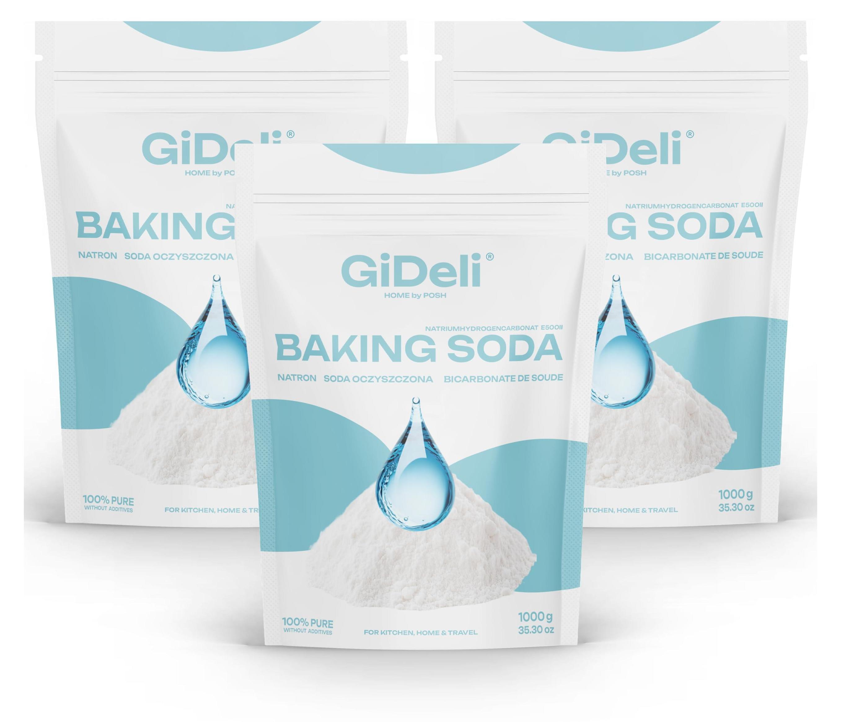 Posh GiDeli Natron Pulver 3x1kg (3kg) Baking Soda E500ii Natriumbicarbonat