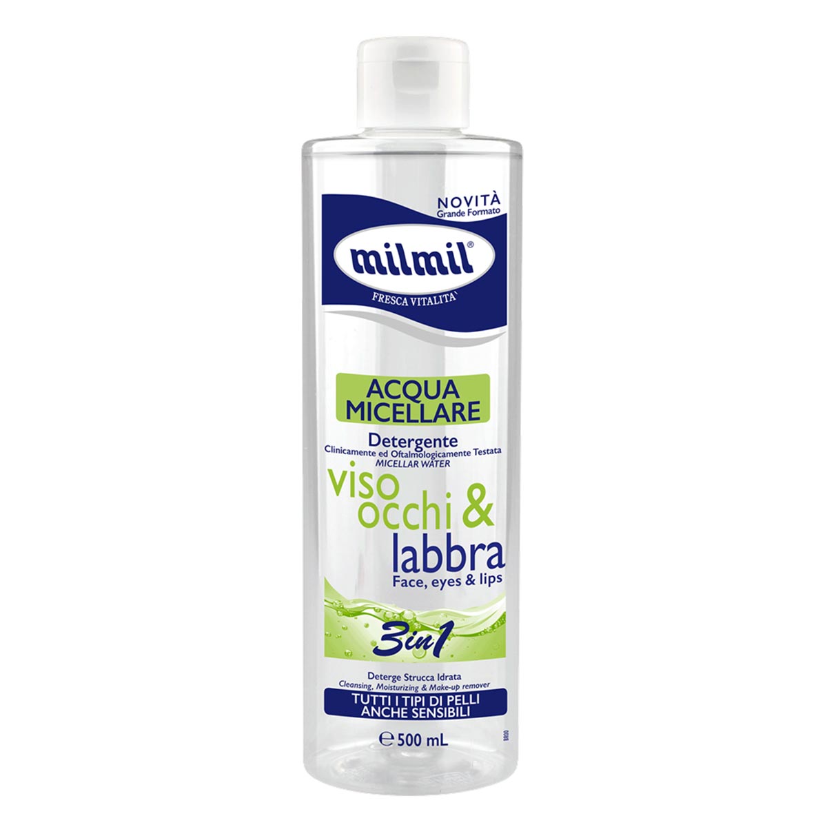Milmil Mizellenwasser Make-up-Entferner 3-in-1 – Mit Rosenwasser & Kamille, Reinigt & Befeuchtet, 3x 500 Ml