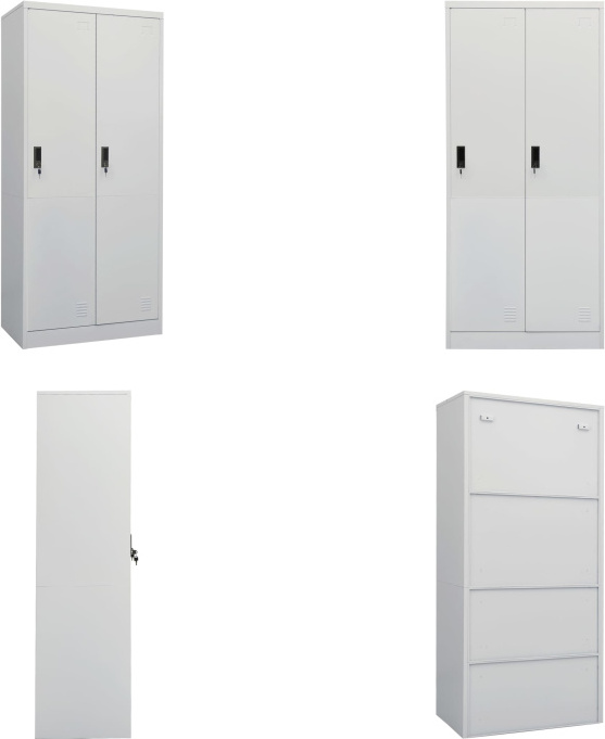 vidaXL Kleiderschrank Hellgrau 80x50x180 cm Stahl - Kleiderschrank - Kleiderschränke - Kleiderständer - Schrank HL335967