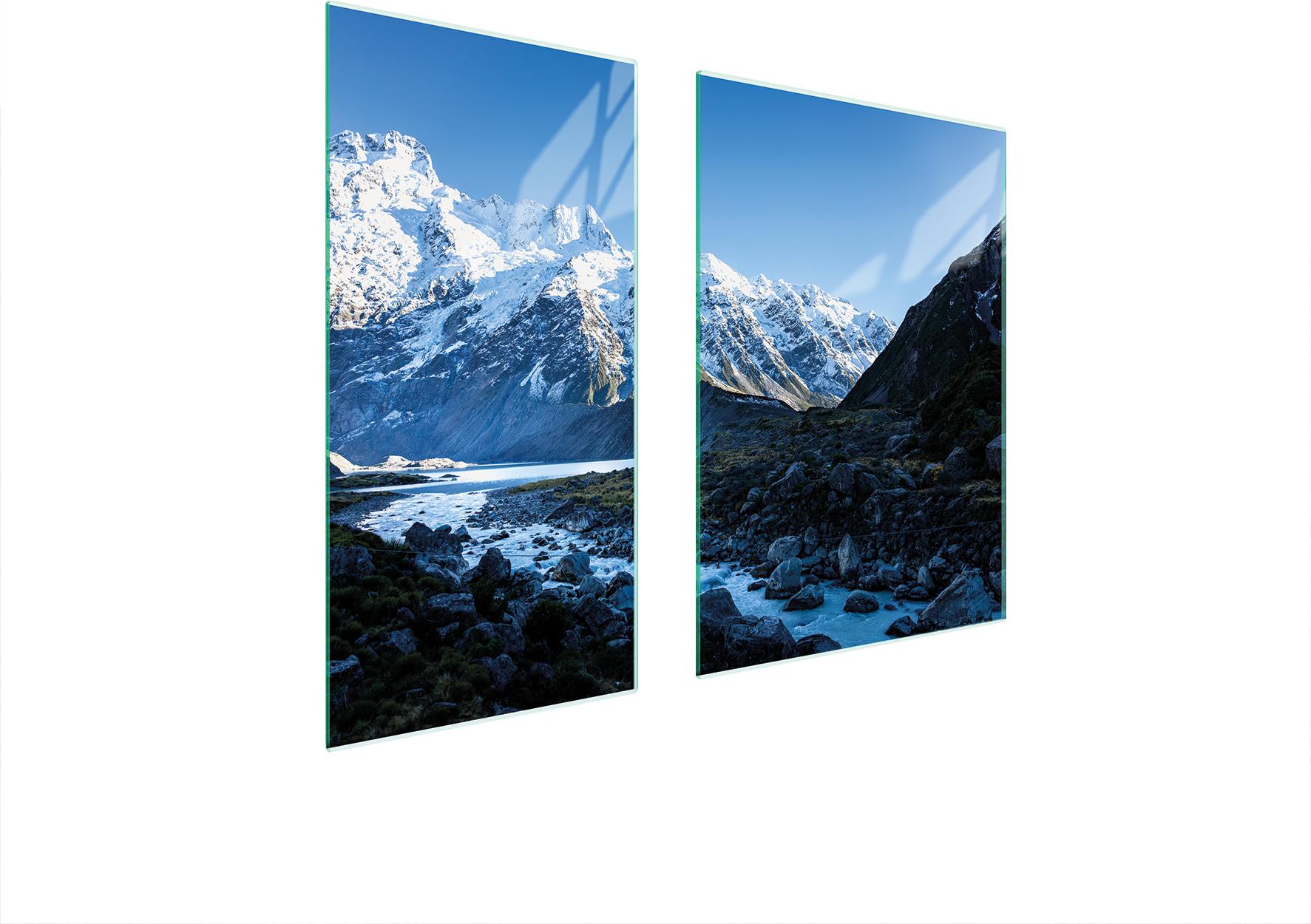 TMK ArtDeko Herdabdeckplatten 2 teilig 75x52 Ceranfeld Abdeckung Glas Schneidebrett Berge Landschaft