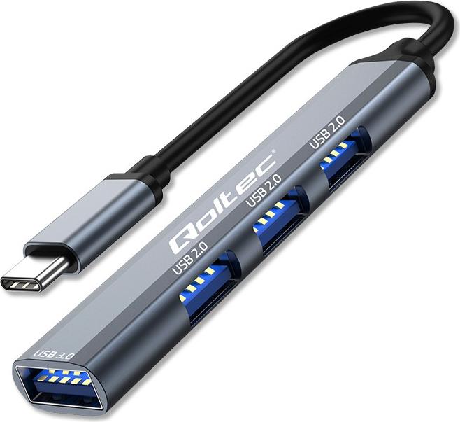 Qoltec HUB adapter USB c 3.1 4in1, USB 3.0, 3x USB 2