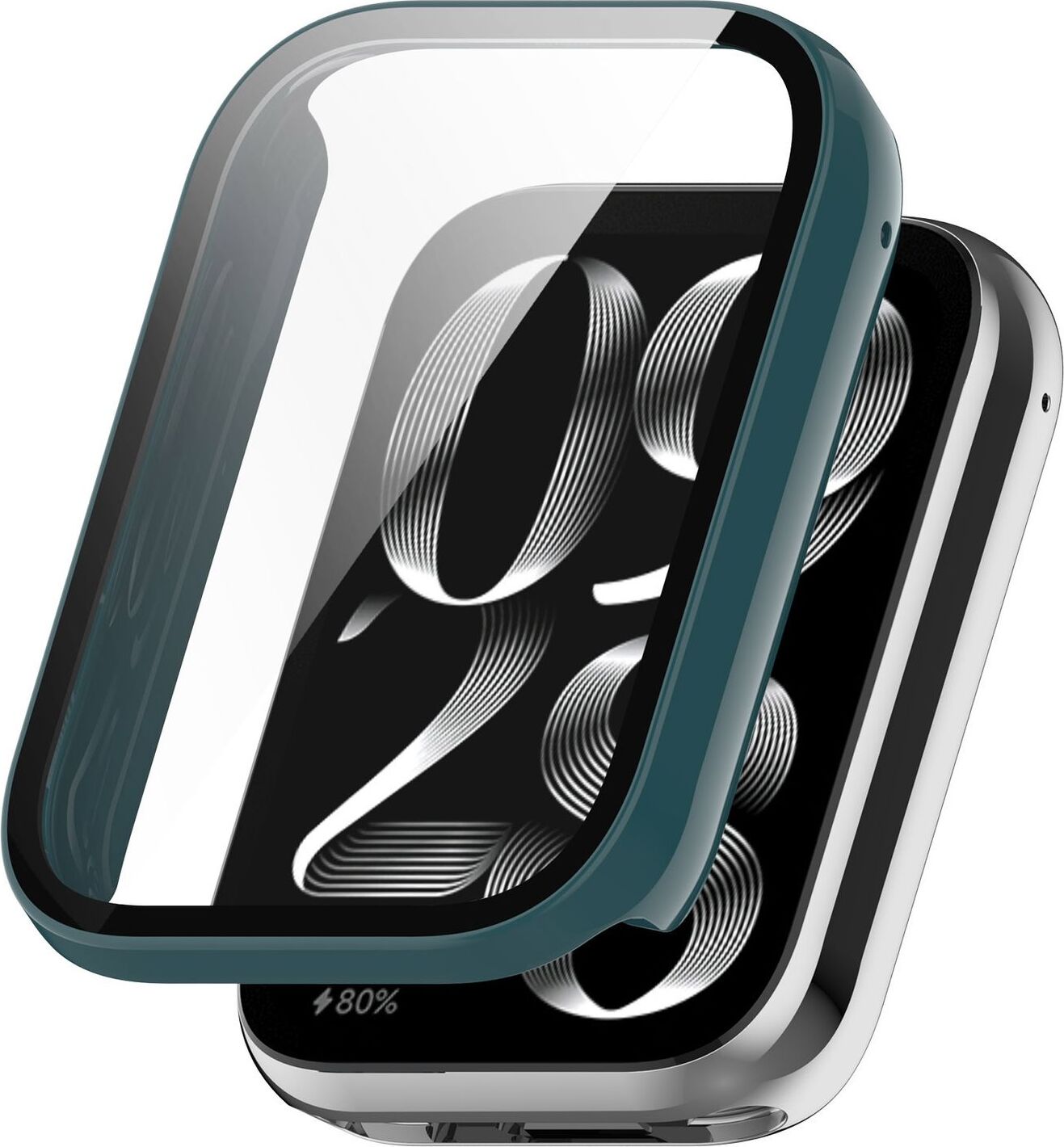 Pre Xiaomi Smart Band 9 Pro Plastové PC puzdro + H9 tvrdené sklo Green