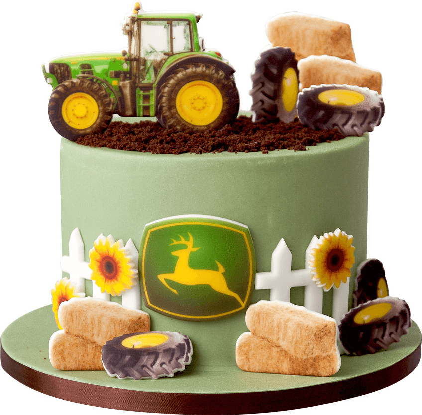 Sursurprise Traktor-Kuchenaufsatz-Set – 1 Topper + 12 Cupcake-Deko, Rot, Für 2.-3. Geburtstag