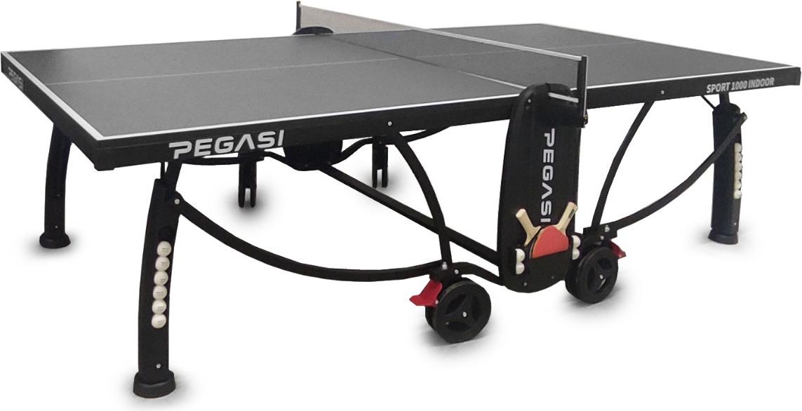 Pegasi Tischtennisplatte 1000 - Indoor Tischtennis - Tischtennistisch - Tischtennistisch Klappbar - Tischtennisplatte Indoor - Faltbare tischtennisplatte - Table Tennis - Table Indoor - Schwarz PEG-T1000IN-BLACK