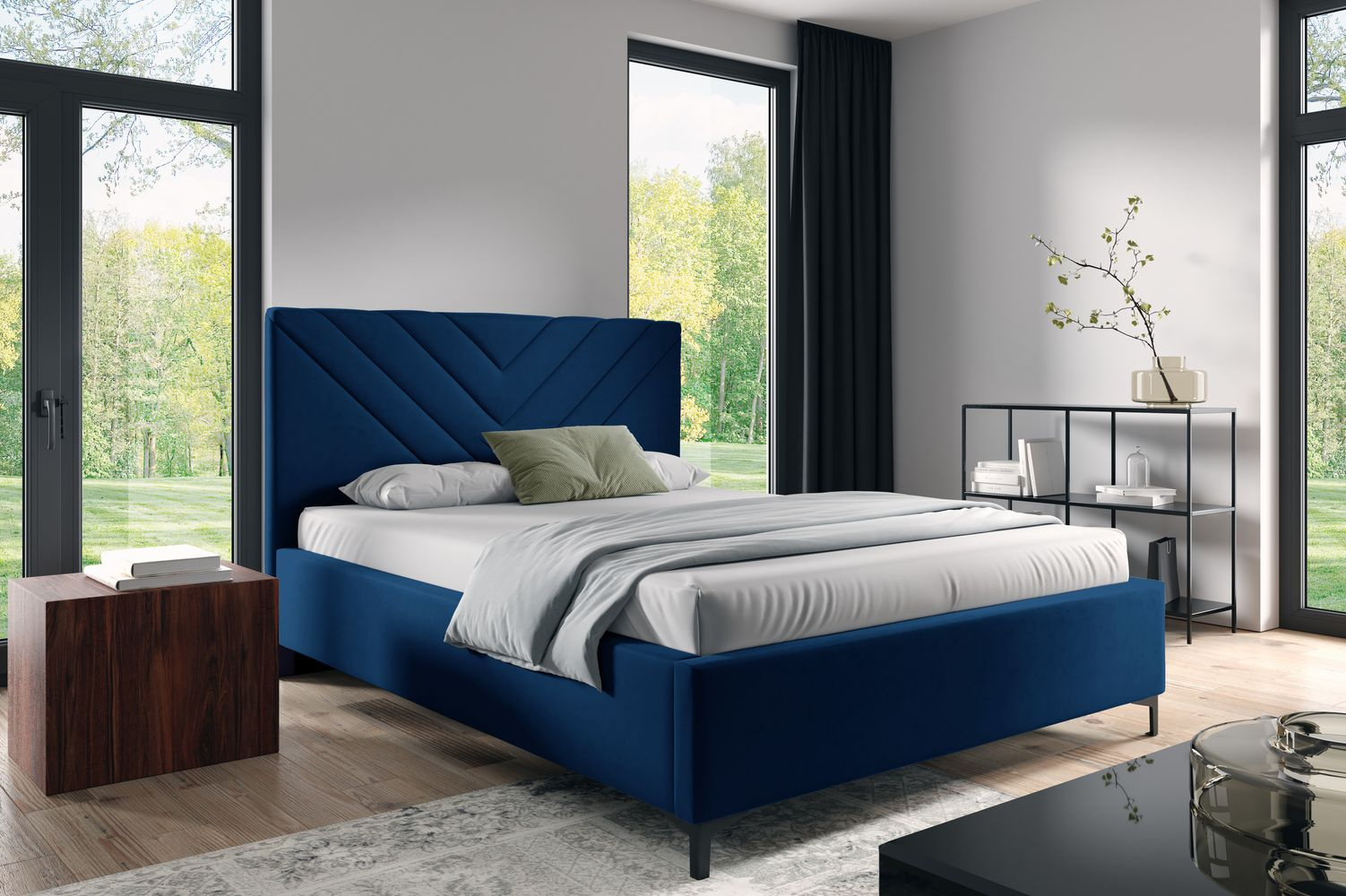 Čalúnená posteľ 120x200 ODETA 9 - tmavo modrá