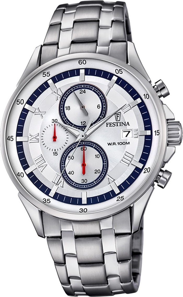 Festina pánske hodinky z nehrdzavejúcej ocele F6853/1 náramkové hodinky Silver Chronograph D2UF6853/1