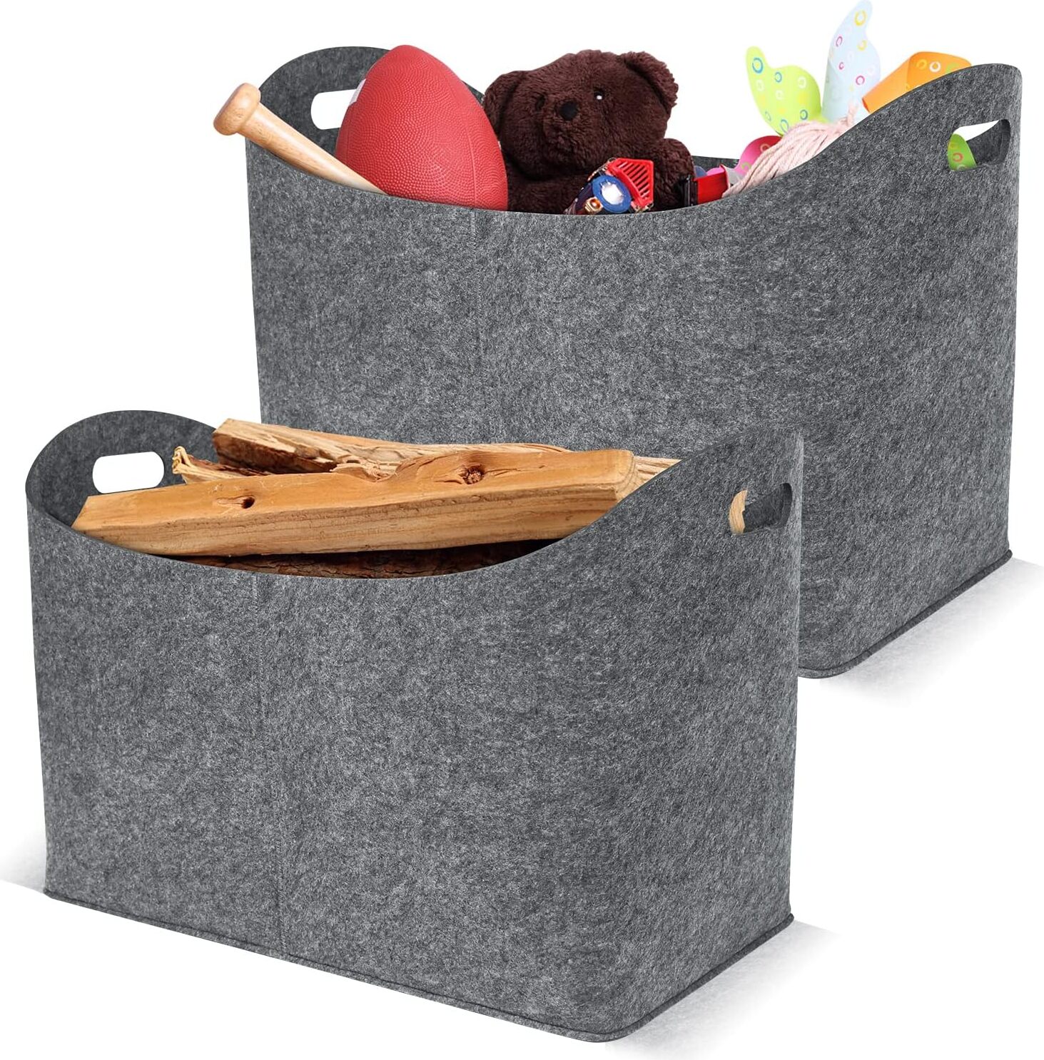 SWANEW Borse in feltro per legna da ardere, 4 pezzi, 44 x 31 x 34 cm, borsa per legna da ardere
