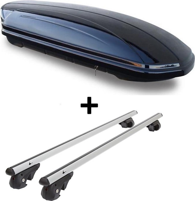 Dachbox VDPMAA460 460Ltr schwarz glänzend abschließbar + Alu Relingträger VDP004L kompatibel mit Mercedes C-Klasse Kombi 93-14 VDP004-120_cklasseMEN813460