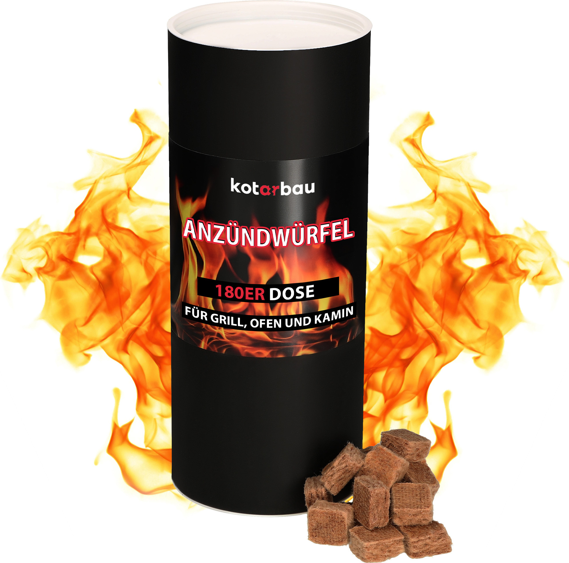 KOTARBAU® Set mit 180 Stück Grillanzünder Kohleanzünder Anzündkamin Kaminanzünder Anzünder für Öfen Anzünder für Grills und Kamine Würfel