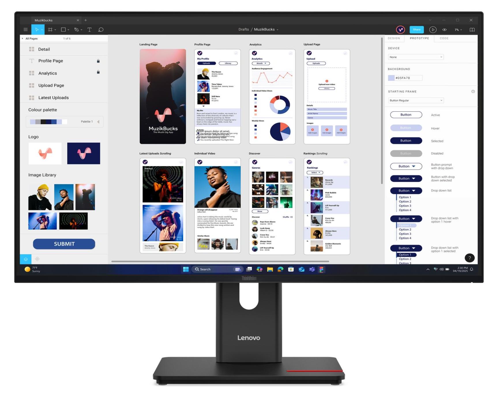 Lenovo ThinkVision T32UD-40, 80 cm (31.5"), 3840 x 2160 px, 4K Ultra HD, LCD, 6 ms, Čierna