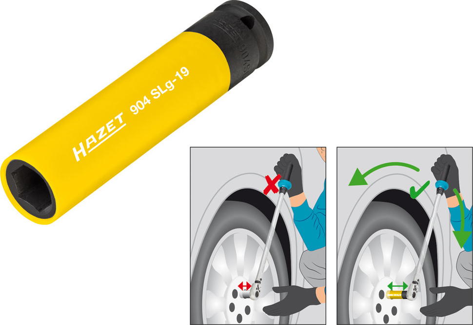HAZET Radmuttern-Schlüssel 772 & Schrauber-Steckschlüssel (6-teilig) – Robust, Mit Kunststoff-Schutz