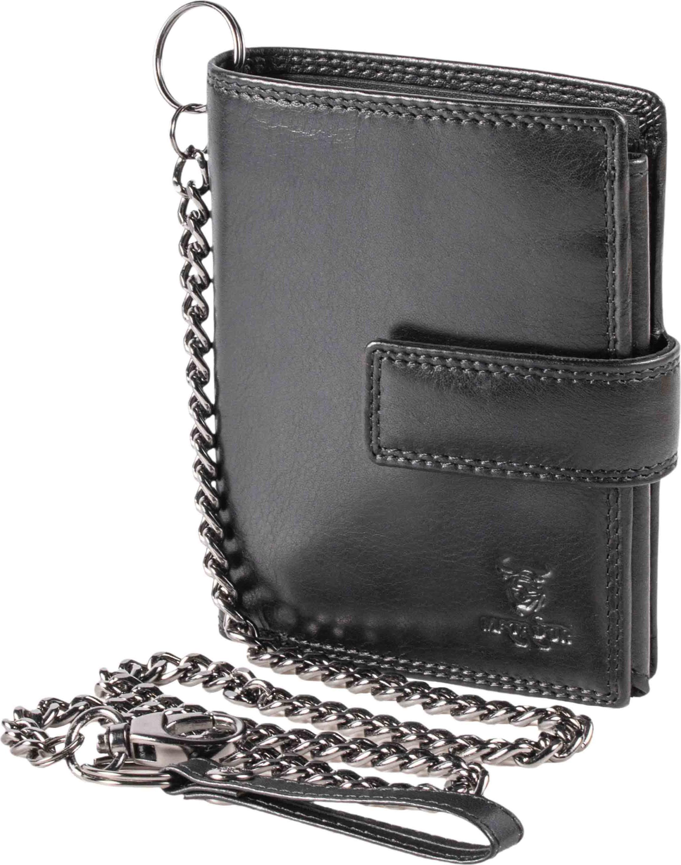 GreenBurry Biker-Börse Mit Kette 42 Cm Rind-Leder Geldbörse Skull Totenkopf 1796