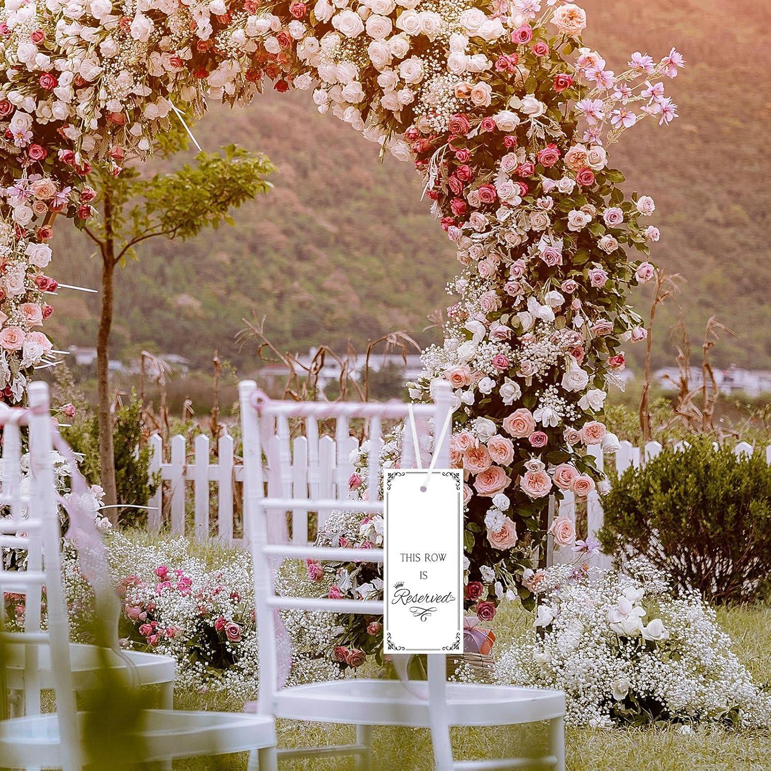 Markenlos 12 Stück Reservierte Sitzplatzschilder - Weiße Reservierte Stühle - Bänder für Hochzeiten - Etiketten für Kirchenveranstaltungen und Theaterreihen