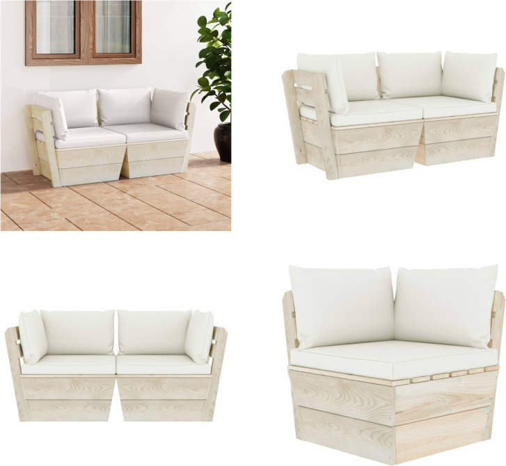 vidaXL Záhradná 2-miestna pohovka z paliet s vankúšmi zo smrekového dreva - Pohovka z paliet - 2-miestna pohovka - 2-miestne pohovky