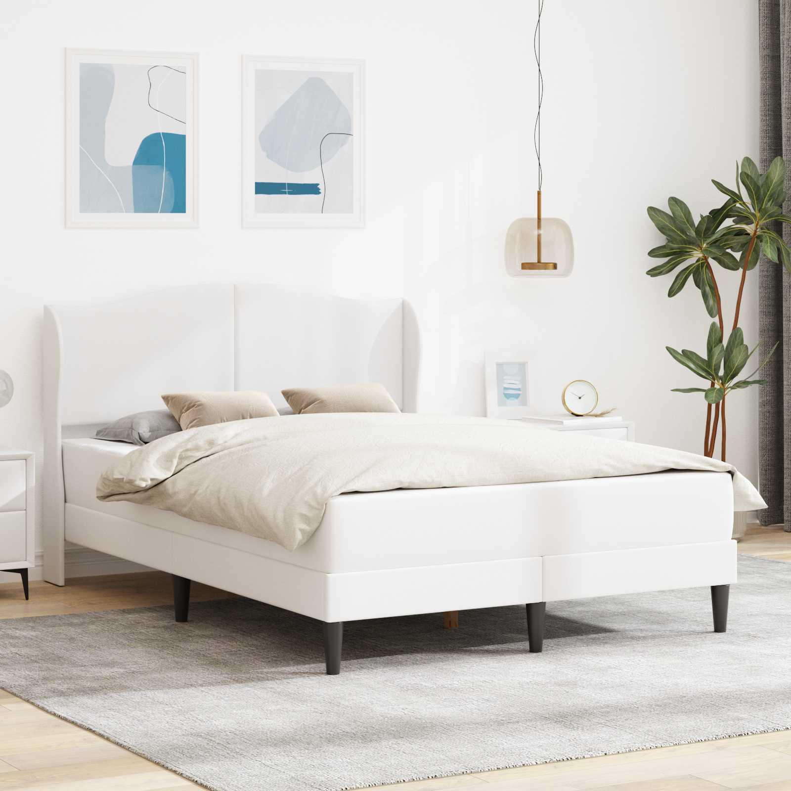 vidaXL Möbel Bettrahmen mit Kopfteil Weiß 120 x 200 cm KunstlederKlassische Betten - Klassische Betten c4784 LL0000498812-VDLL-NEW26522