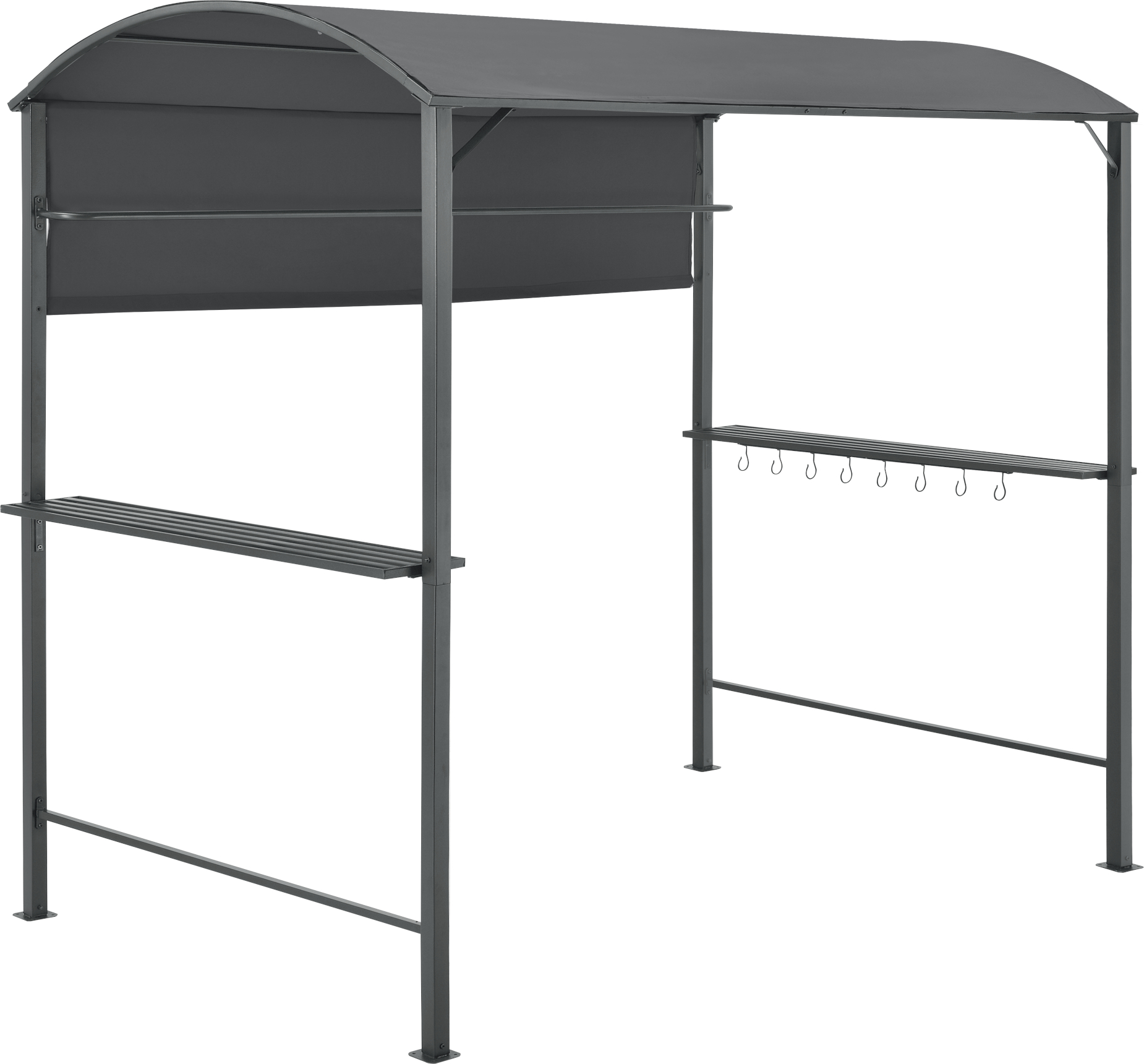 en.casa Grillpavillon Pyrgos 215x220x140 cm Grillzelt mit Bartresen BBQ Grill Pavillon Grilldach Grillunterstand Runddach Wasserabweisend Stahlgestell Dunkelgrau