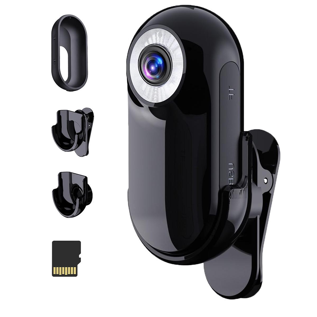 Slyrun Mini Körperkamera – Camcorder mit Full HD 1080P Aufnahme, Audio & Video, inkl. 32GB Karte, Helmkamera mit Zubehör KAUF-QYSP-CE1757-020