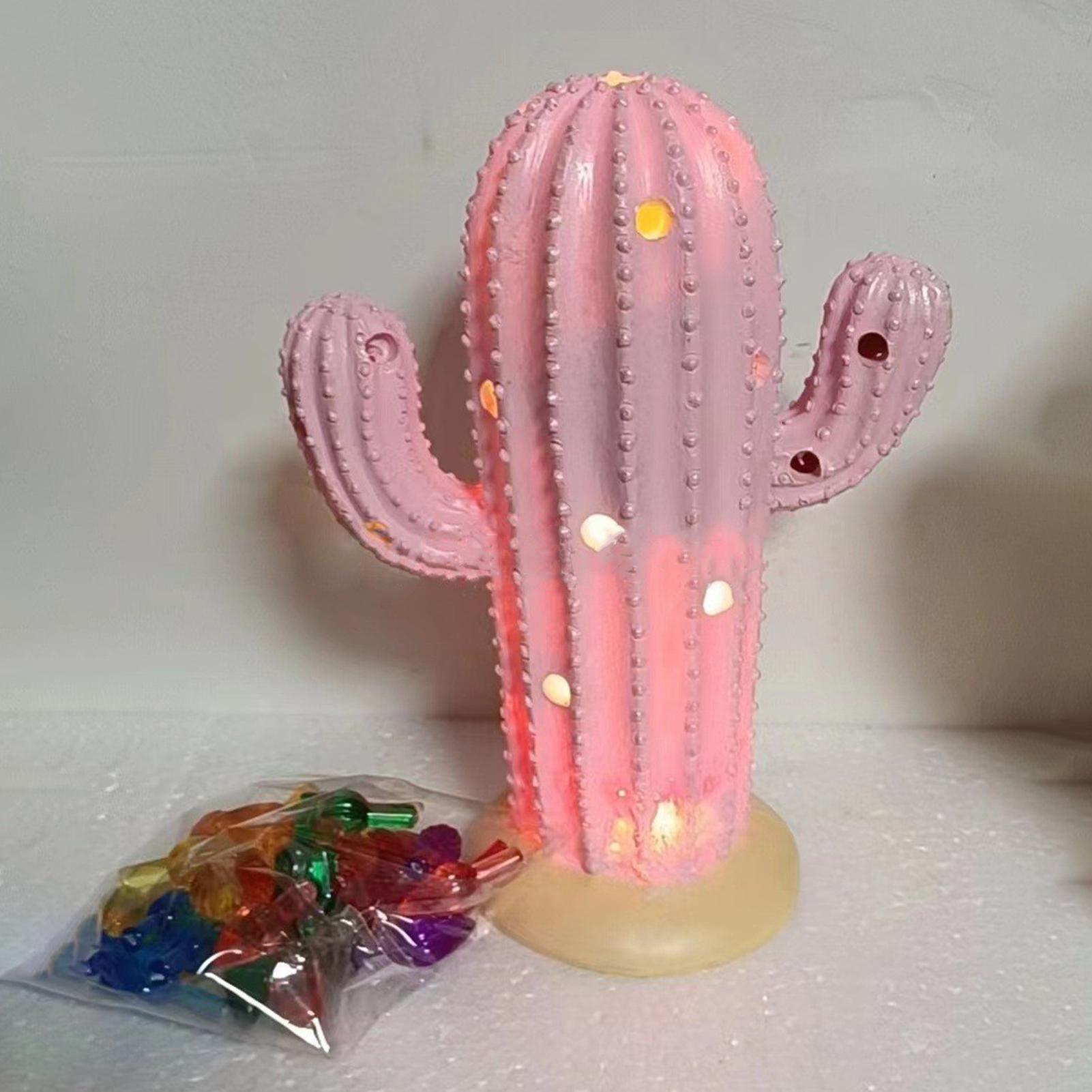 Gistuch kaktus ornament aus harz Weihnachtskaktus aus harz mit lichtern, Vintage deco decorative table ornament
