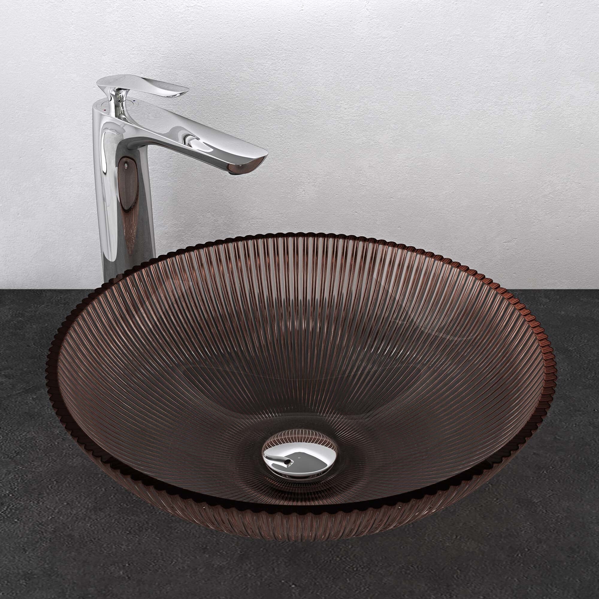 Mai&Mai Mai & Mai Waschbecken Glas Aufsatzwaschbecken Glaswaschbecken Handwaschbecken Waschschale Oval Kaffee BxTxH 40x40x12 cm Minerva06 34554