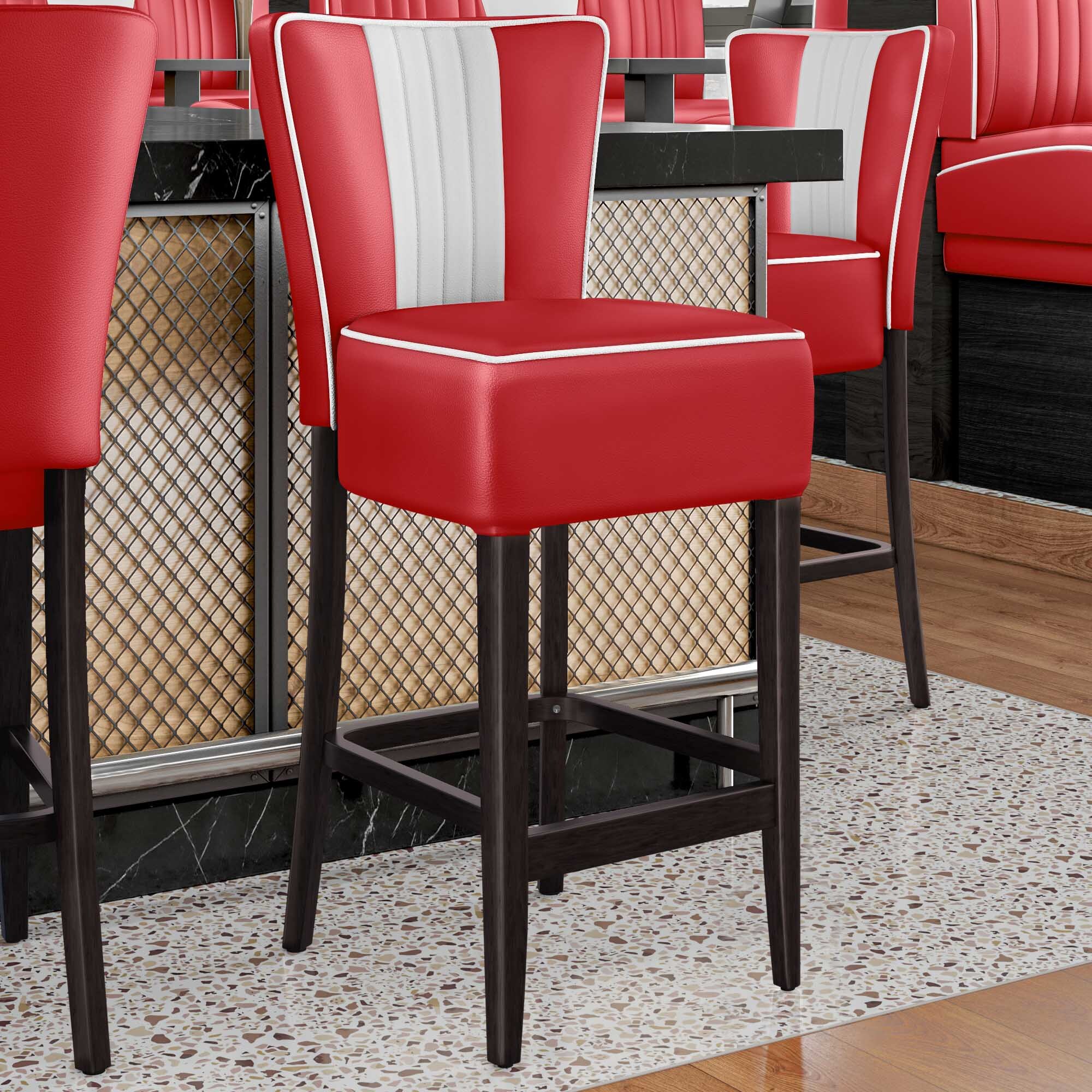 GGM Moebel International 2er-Set AMERICAN 1 | Barhocker | Rot | Leder | American Barhocker, American Diner Barhocker American1.B75W.RW+