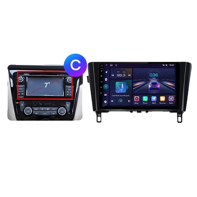 Autorádio, Android 12, hlasový príkaz, Nissan Qashqai J11, X-Trail, T32, 2013-2017, Pologne, V1 (1GB 16GB) C