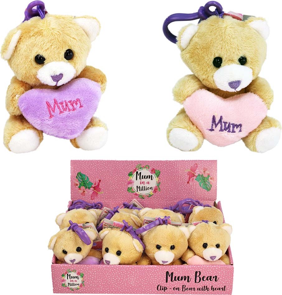 BEMIRO Muttertagsgeschenk Teddy mit Herz "Mum" als Bagclip