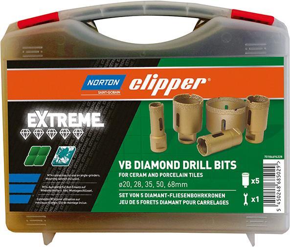 Fliesenbohrer EXTREME 20/28/35/50/68mm Typ Fliese I 6-tlg.NORTON CLIPPER