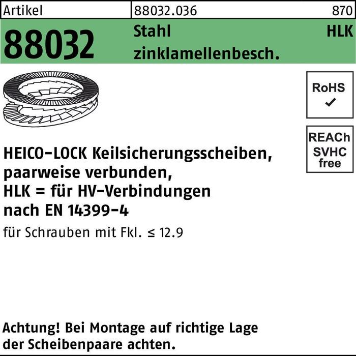 HEICO Befestigungstechnik Keilsicherungssch. HV 88032, 13x24x3,7 flZnnc 880320360120000 (200 Stück)