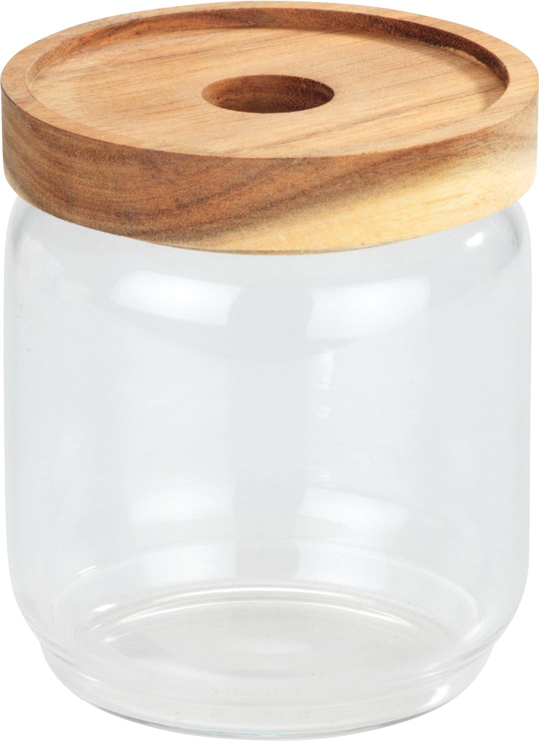 WENKO Aufbewahrungsdose Vido 450 ml, Glasdose mit Deckel aus Akazienholz 54211100