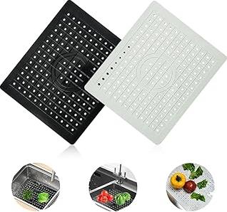 Akhan 2 Stück Spülbecken Schutzmatte, Abtropfmatte Geschirr, Spülbeckenmatte, Silikon Sink Mat, Abtropfunterlage 31 x 26cm, Rutschfest Spülmatte für Besteck, Spüle, Glaswaren(Weiß+Schwarz) 174802990