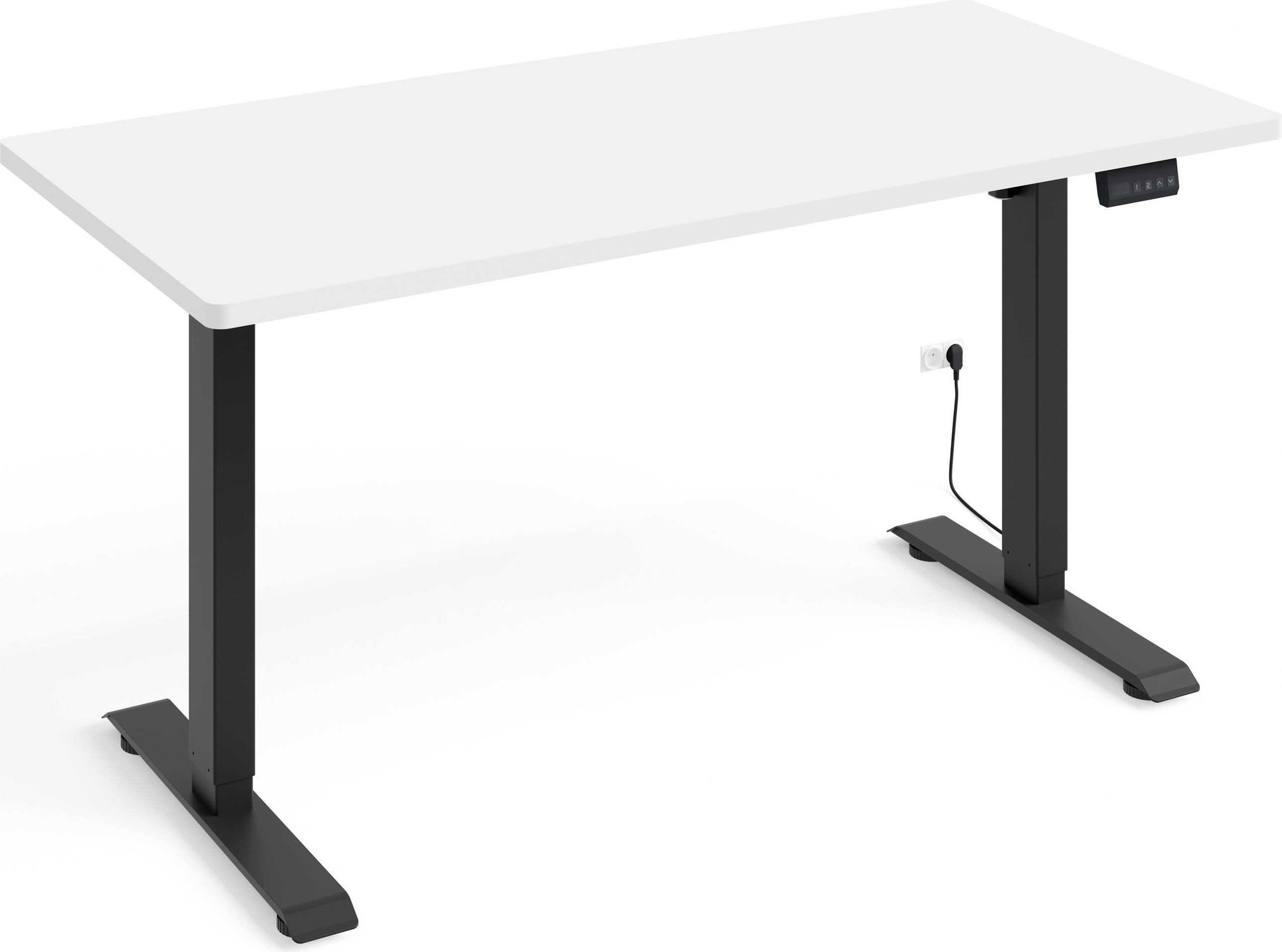 Höhenverstellbarer Schreibtisch Elektrisch BIMOTION 1S 140x70x2,5 cm SCHWARZER RAHMEN/WEIß MATT