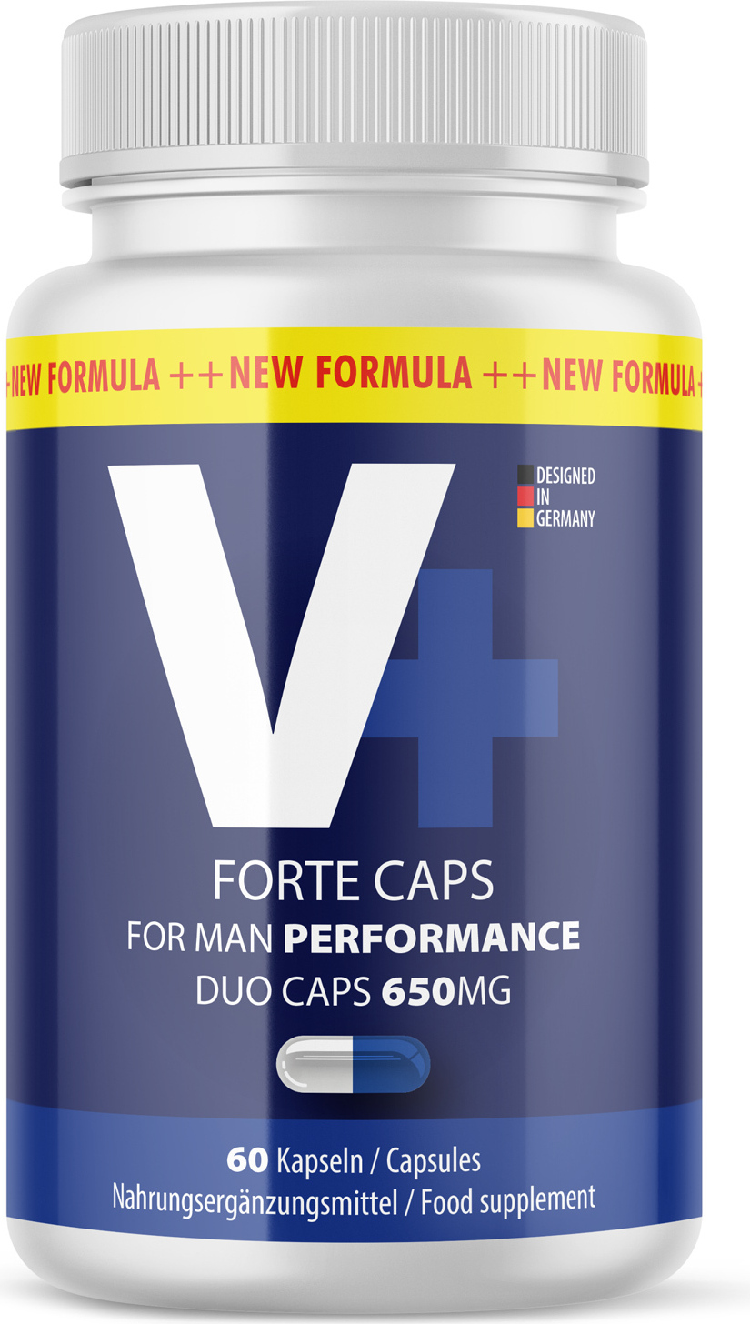 MayProducts V + Forte Caps - mit wertvollen Inhaltsstoffen wie Maca, L-Arginin und L-Citrullin - für eine starke Performance - 60 Kapseln 1x