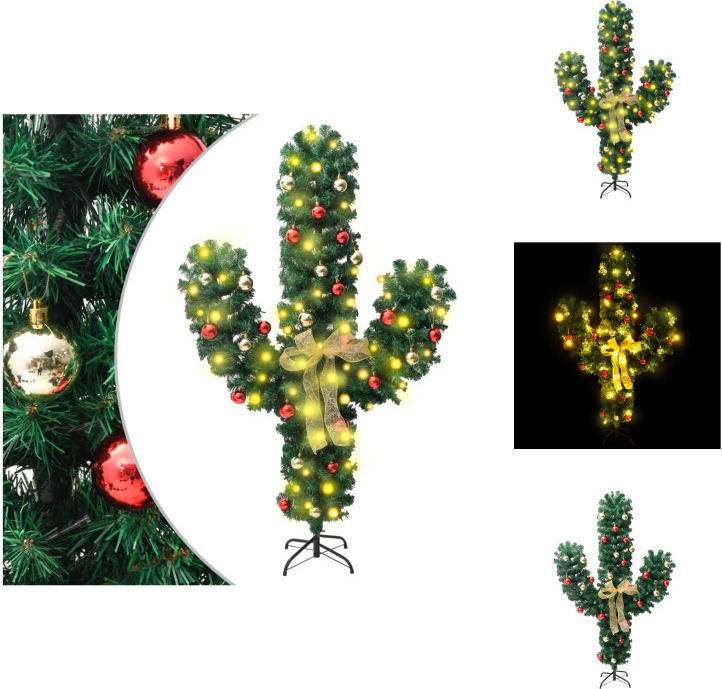 vidaXL Weihnachtsdeko Kaktus mit Ständer und LED Grün 180 cm PVC - Weihnachtsbäume TLS344656