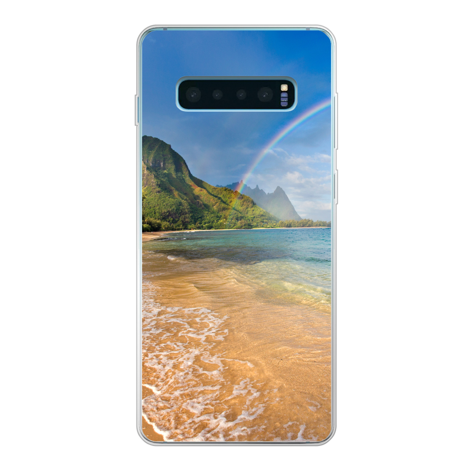Kryt mobilného telefónu pre Samsung Galaxy S10+ Krásna dúha na pláži Tunnels na Havaji Silikónové mäkké puzdro