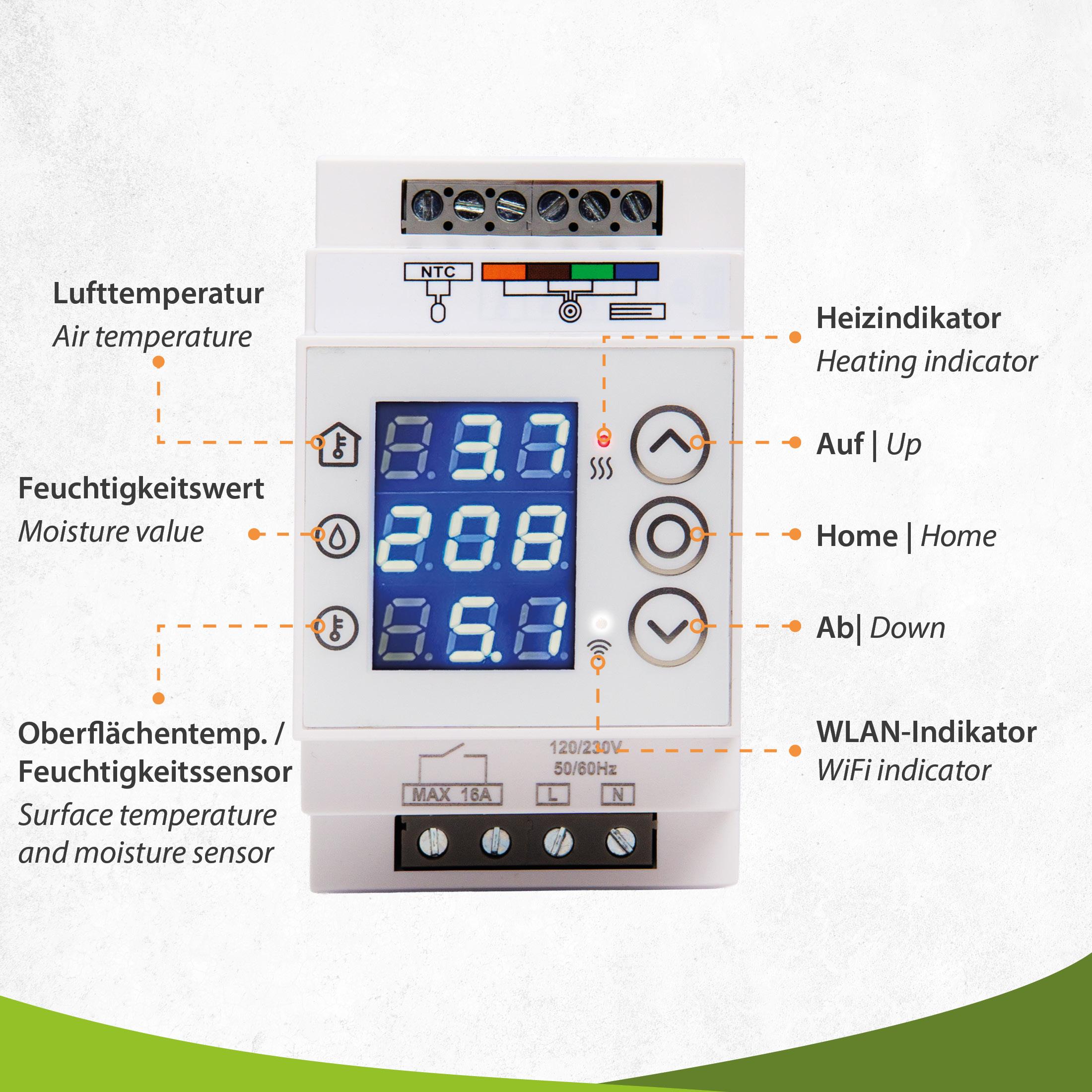 Mi-Heat MI-MC WiFi Steuerung mit MI-RS Dachrinnensensor für Dachrinnenheizung MI-MC-GS