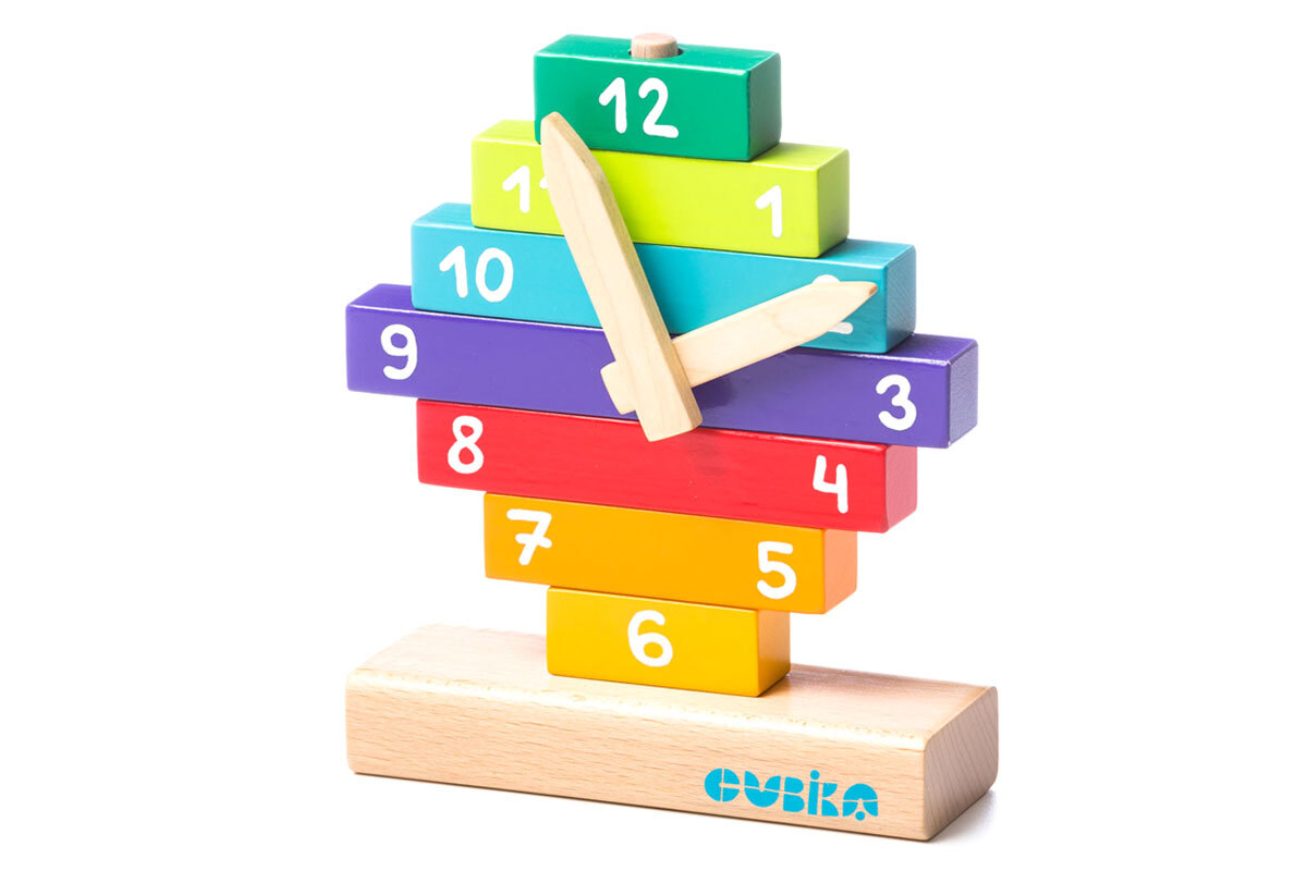 Cubika - Holzbaukasten Uhr - 12 tlg. 14354